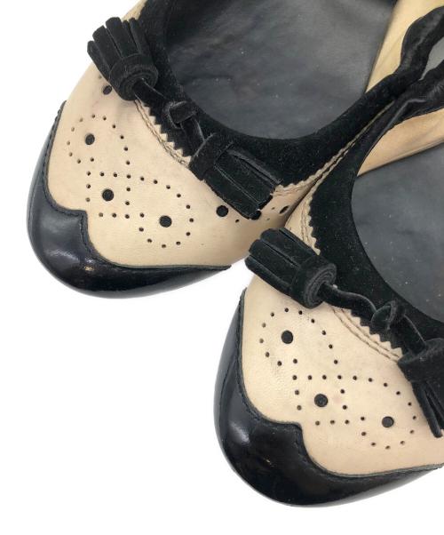 TOD'S（トッズ）TOD'S (トッズ) バレエパンプス ベージュ×ブラック サイズ:SIZE 23cmの古着・服飾アイテム
