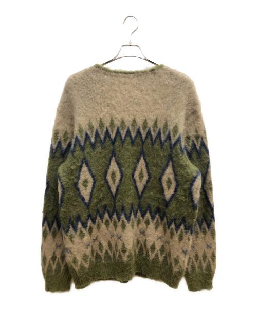 Needles（ニードルズ）Needles (ニードルズ) Mohair Cardigan（モヘアカーディガン） グリーン×ベージュ サイズ:SIZE Lの古着・服飾アイテム