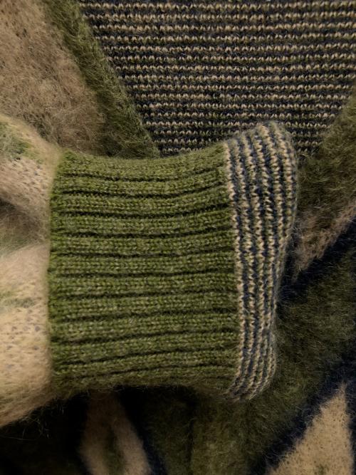 Needles（ニードルズ）Needles (ニードルズ) Mohair Cardigan（モヘアカーディガン） グリーン×ベージュ サイズ:SIZE Lの古着・服飾アイテム