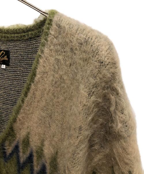 Needles（ニードルズ）Needles (ニードルズ) Mohair Cardigan（モヘアカーディガン） グリーン×ベージュ サイズ:SIZE Lの古着・服飾アイテム