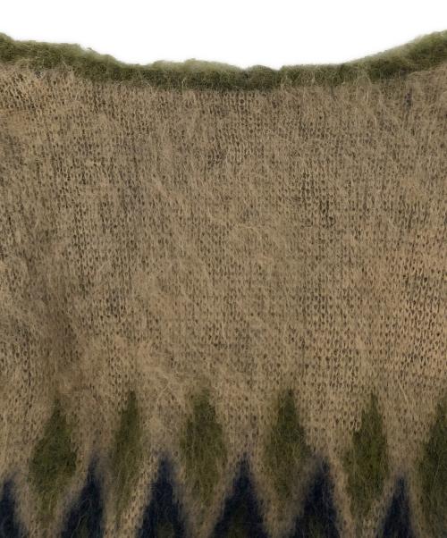 Needles（ニードルズ）Needles (ニードルズ) Mohair Cardigan（モヘアカーディガン） グリーン×ベージュ サイズ:SIZE Lの古着・服飾アイテム