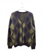 Needlesニードルズ）の古着「Mohair Cardigan（モヘアカーディガン)」｜グリーン×パープル