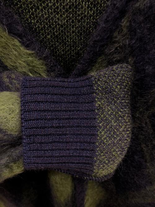 Needles（ニードルズ）Needles (ニードルズ) Mohair Cardigan（モヘアカーディガン) グリーン×パープル サイズ:SIZE Lの古着・服飾アイテム