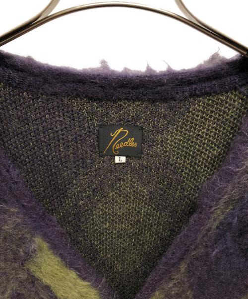 Needles（ニードルズ）Needles (ニードルズ) Mohair Cardigan（モヘアカーディガン) グリーン×パープル サイズ:SIZE Lの古着・服飾アイテム