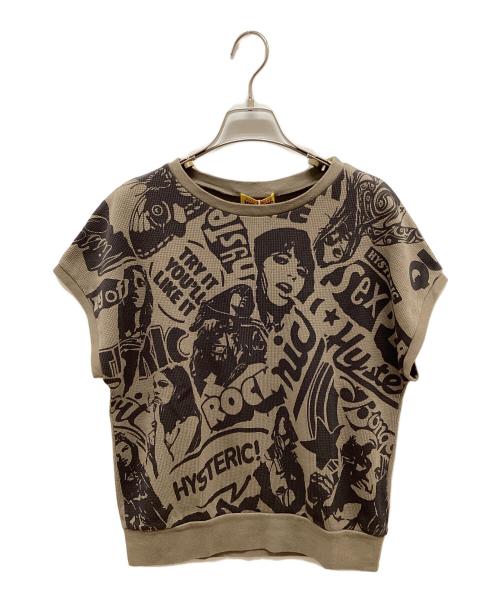 Hysteric Glamour（ヒステリックグラマー）Hysteric Glamour (ヒステリックグラマー) 半袖カットソー ベージュ×ブラック サイズ:SIZE Free 未使用品の古着・服飾アイテム