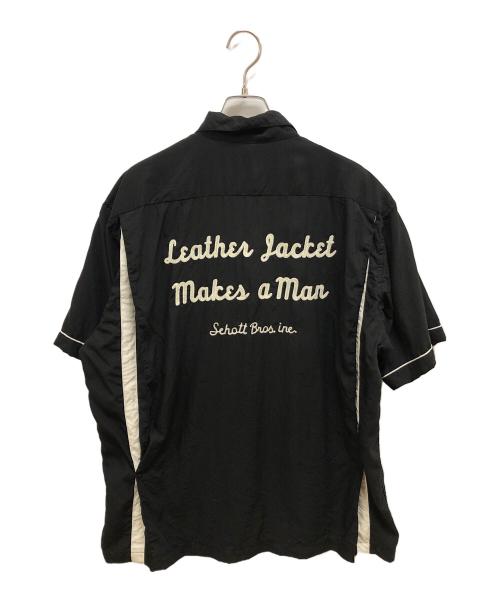 Schott（ショット）Schott (ショット) 半袖シャツ ブラック×ホワイト サイズ:SIZE XLの古着・服飾アイテム