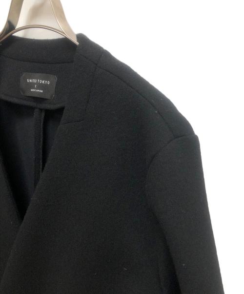 UNITED TOKYO（ユナイテッドトーキョー）UNITED TOKYO (ユナイテッドトーキョー) ボンディングメルトンVネックコート ブラック サイズ:SIZE 2の古着・服飾アイテム