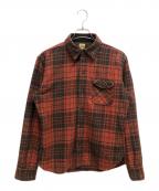 Deluxewareデラックスウェア）の古着「TWIST BUFFALO CHECK ネルシャツ」｜オレンジ×グレー