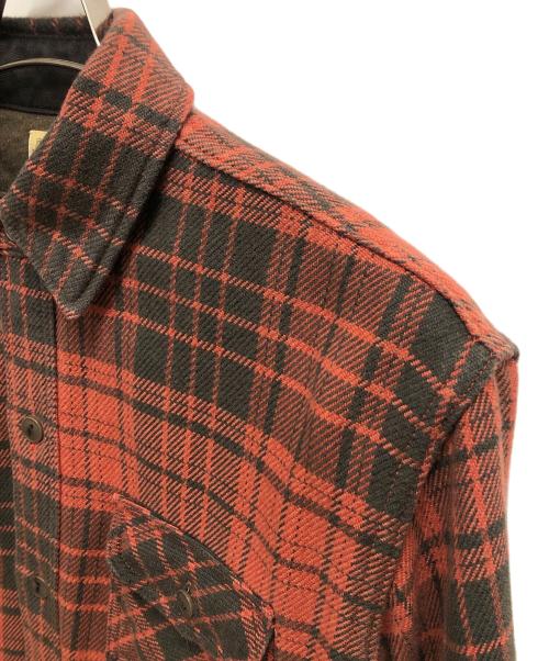 Deluxeware（デラックスウェア）Deluxeware (デラックスウェア) TWIST BUFFALO CHECK ネルシャツ オレンジ×グレー サイズ:実寸参照の古着・服飾アイテム