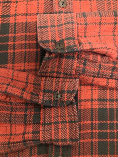 Deluxeware（デラックスウェア）Deluxeware (デラックスウェア) TWIST BUFFALO CHECK ネルシャツ オレンジ×グレー サイズ:実寸参照の古着・服飾アイテム