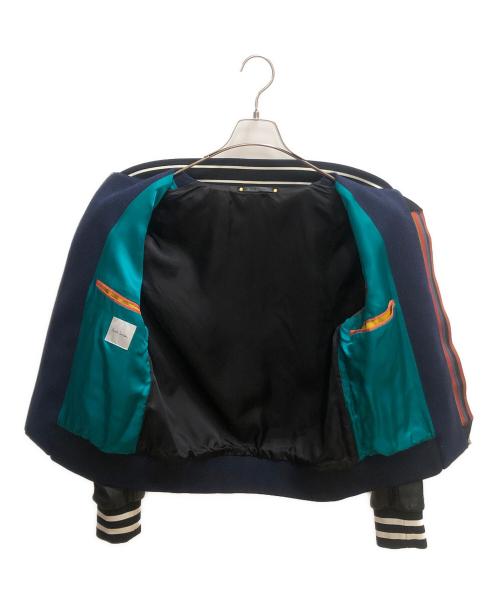 PAUL SMITH（ポールスミス）Paul Smith (ポールスミス) アームラムレザー切替ジャケット パープル×ブラック サイズ:SIZE Lの古着・服飾アイテム