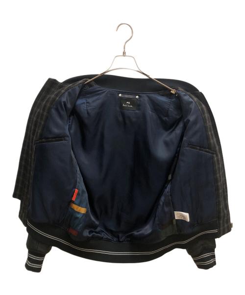 PAUL SMITH（ポールスミス）PAUL SMITH (ポールスミス) ウールチェックフライトジャケット レザー切替ジャケット ブラウン×ブラック サイズ:SIZE Mの古着・服飾アイテム