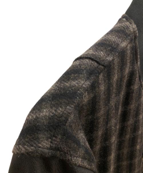 PAUL SMITH（ポールスミス）PAUL SMITH (ポールスミス) ウールチェックフライトジャケット レザー切替ジャケット ブラウン×ブラック サイズ:SIZE Mの古着・服飾アイテム