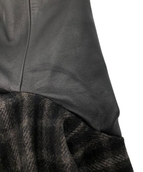 PAUL SMITH（ポールスミス）PAUL SMITH (ポールスミス) ウールチェックフライトジャケット レザー切替ジャケット ブラウン×ブラック サイズ:SIZE Mの古着・服飾アイテム