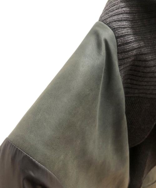 PAUL SMITH（ポールスミス）Paul Smith (ポールスミス) 本革切り替えブルゾン グレー×グリーン サイズ:SIZE Mの古着・服飾アイテム