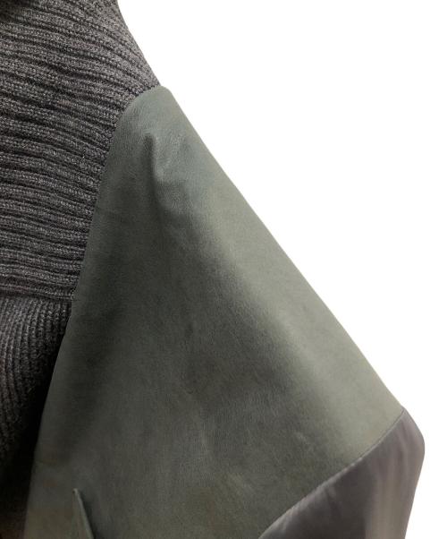 PAUL SMITH（ポールスミス）Paul Smith (ポールスミス) 本革切り替えブルゾン グレー×グリーン サイズ:SIZE Mの古着・服飾アイテム
