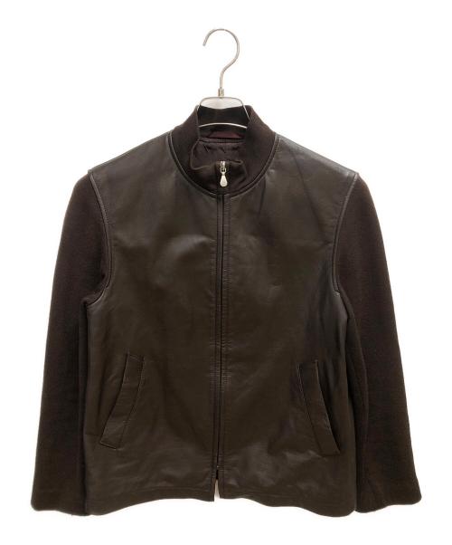 PAUL SMITH（ポールスミス）PAUL SMITH (ポールスミス) 袖切り替えレザージャケット ブラウン×ブラック サイズ:SIZE Mの古着・服飾アイテム