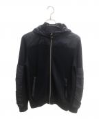 PRADAプラダ）の古着「ニット切り替えナイロンジャケットパーカー ダウンジャケット」｜ネイビー