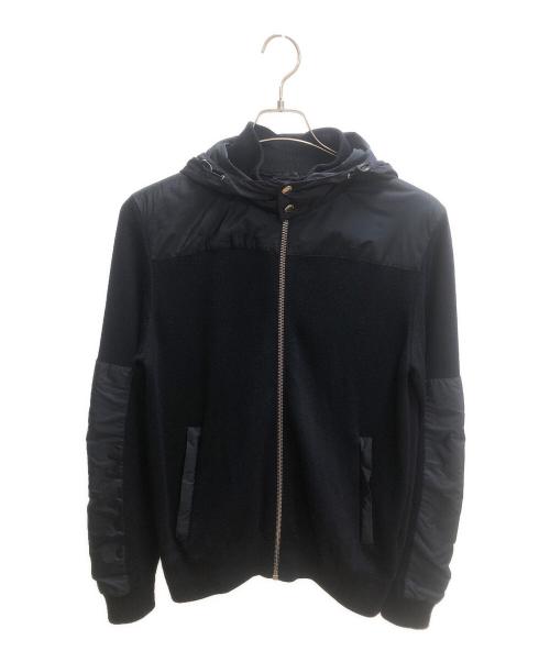 PRADA（プラダ）PRADA (プラダ) ニット切り替えナイロンジャケットパーカー ダウンジャケット ネイビー サイズ:SIZE 52の古着・服飾アイテム