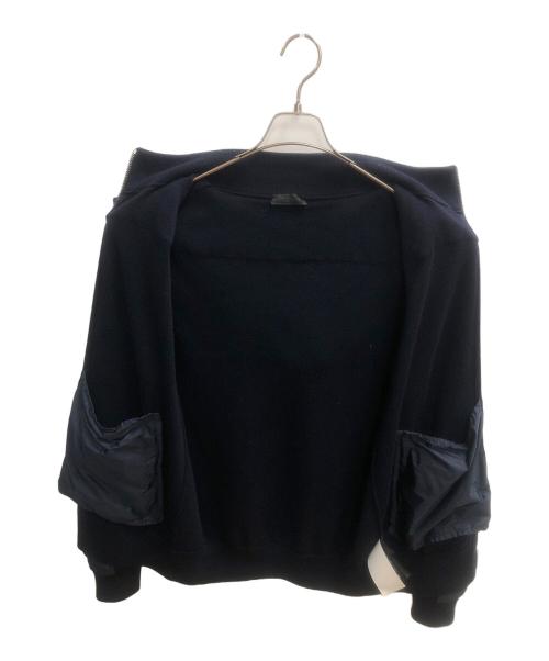 PRADA（プラダ）PRADA (プラダ) ニット切り替えナイロンジャケットパーカー ダウンジャケット ネイビー サイズ:SIZE 52の古着・服飾アイテム