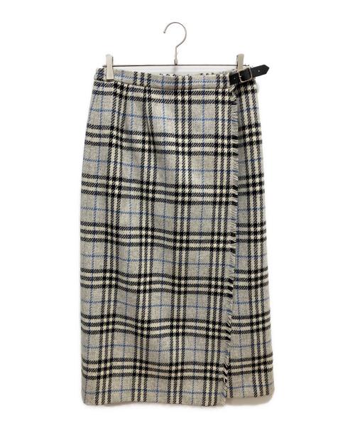 Burberry's（バーバリー）Burberry's (バーバリーズ) ラップスカート グレー×ブラック サイズ:SIZE 13の古着・服飾アイテム