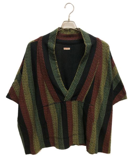 KAPITAL（キャピタル）KAPITAL (キャピタル) 接結天竺 ラスタヘリンボン バハ作務衣 プルオーバー スウェット ブラック×マルチカラー サイズ:SIZE Fの古着・服飾アイテム