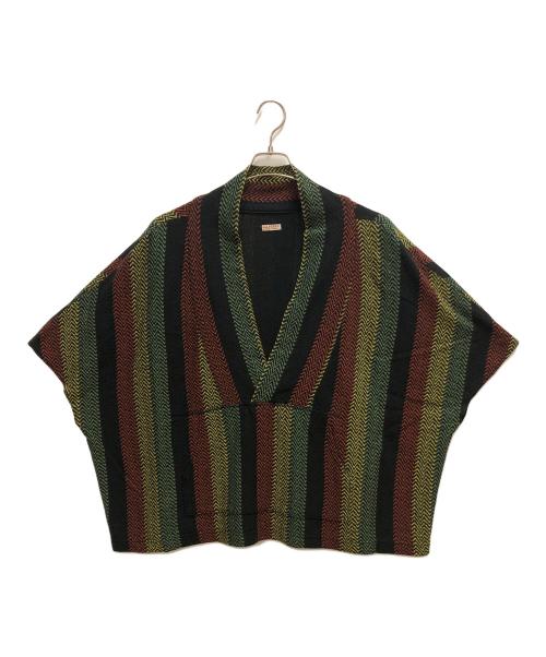 KAPITAL（キャピタル）KAPITAL (キャピタル) 接結天竺 ラスタヘリンボン バハ作務衣 プルオーバー スウェット ブラック×マルチカラー サイズ:SIZE Fの古着・服飾アイテム