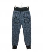 KAPITALキャピタル）の古着「道着刺し子　ビーチ裏毛スウェットパンツ」｜ブルー×ネイビー