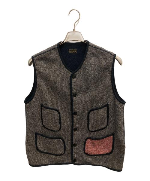 KAPITAL（キャピタル）KAPITAL (キャピタル) ビーチ裏毛ビーチベスト  ブラウン×ネイビー サイズ:SIZE XLの古着・服飾アイテム