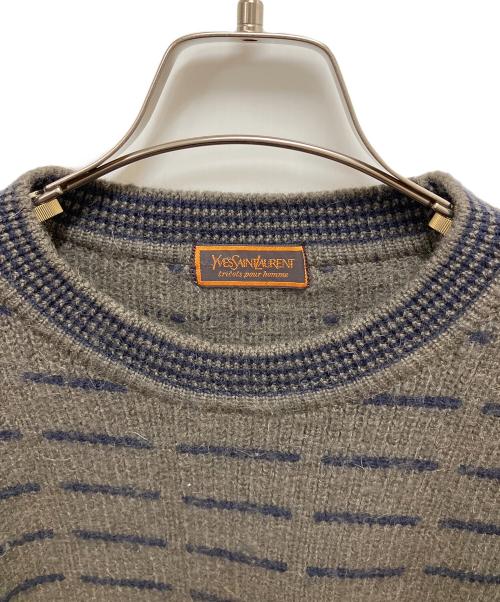 Yves Saint Laurent（イヴサンローラン）Yves Saint Laurent (イヴサンローラン) 厚手ニット グレー×ネイビー サイズ:SIZE Mの古着・服飾アイテム
