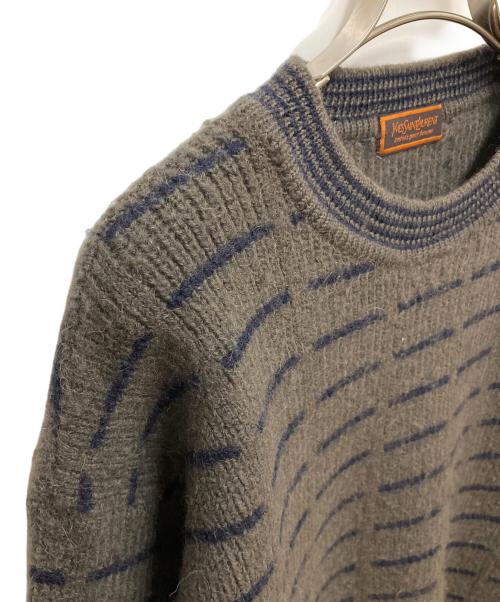 Yves Saint Laurent（イヴサンローラン）Yves Saint Laurent (イヴサンローラン) 厚手ニット グレー×ネイビー サイズ:SIZE Mの古着・服飾アイテム