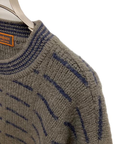 Yves Saint Laurent（イヴサンローラン）Yves Saint Laurent (イヴサンローラン) 厚手ニット グレー×ネイビー サイズ:SIZE Mの古着・服飾アイテム
