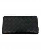 BOTTEGA VENETAボッテガベネタ）の古着「イントレチャート ジップアラウンドウォレット ラウンドファスナー長財布」｜ブラック×オレンジ