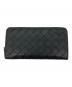 BOTTEGA VENETA (ボッテガベネタ) イントレチャート ジップアラウンドウォレット ラウンドファスナー長財布 ブラック×オレンジ：22000円