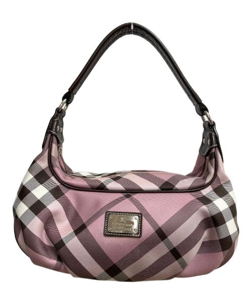 BURBERRY BLUE LABEL（バーバリー ブルー レーベル）BURBERRY BLUE LABEL (バーバリーロンドンブルーレーベル) セミショルダーバッグ ピンク×ブラウンの古着・服飾アイテム
