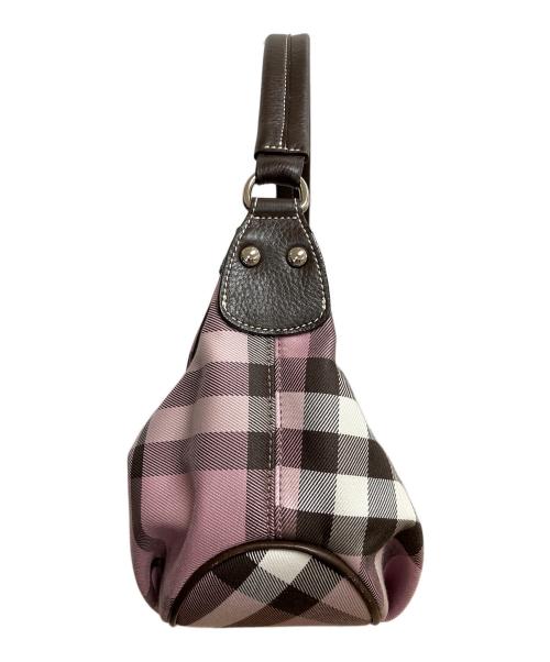 BURBERRY BLUE LABEL（バーバリー ブルー レーベル）BURBERRY BLUE LABEL (バーバリーロンドンブルーレーベル) セミショルダーバッグ ピンク×ブラウンの古着・服飾アイテム