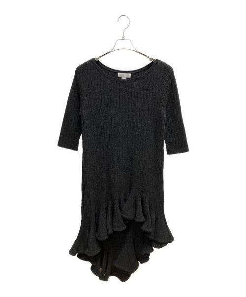 JILL STUART（ジルスチュアート）JILL STUART (ジルスチュアート) YOUN A (ヨンア) フリルヘムニットドレス ニットワンピース グレー サイズ:SIZE 2の古着・服飾アイテム