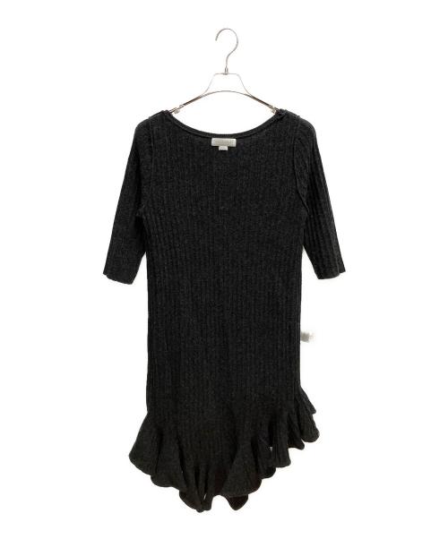 JILL STUART（ジルスチュアート）JILL STUART (ジルスチュアート) YOUN A (ヨンア) フリルヘムニットドレス ニットワンピース グレー サイズ:SIZE 2の古着・服飾アイテム