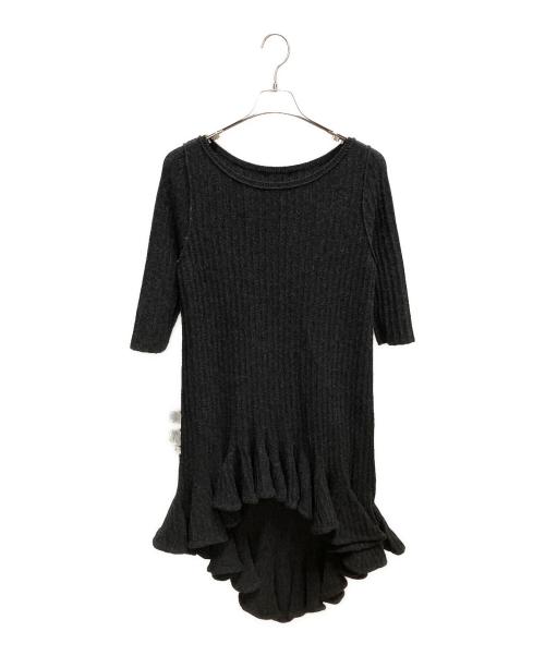 JILL STUART（ジルスチュアート）JILL STUART (ジルスチュアート) YOUN A (ヨンア) フリルヘムニットドレス ニットワンピース グレー サイズ:SIZE 2の古着・服飾アイテム