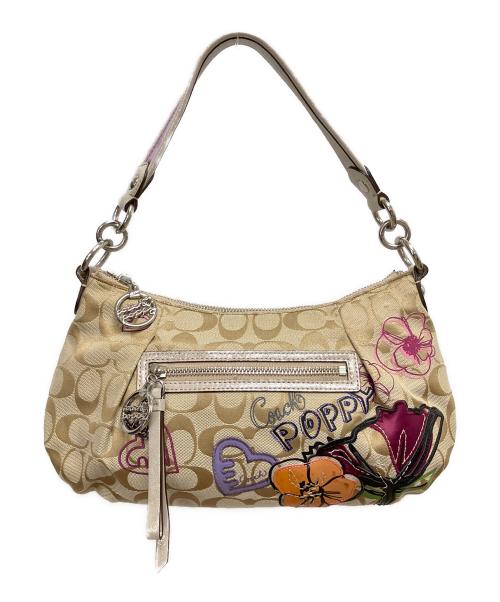 COACH（コーチ）COACH (コーチ) シグネチャー　ポピー　ワンショルダーバッグ ベージュの古着・服飾アイテム