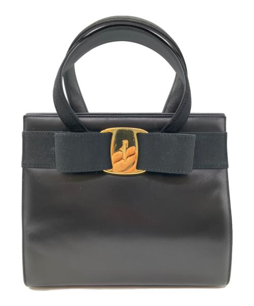 Salvatore Ferragamo（サルヴァトーレ フェラガモ）Salvatore Ferragamo (サルヴァトーレ フェラガモ) ヴァラリボン ハンドバッグ ブラックの古着・服飾アイテム
