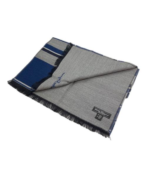 Salvatore Ferragamo（サルヴァトーレ フェラガモ）Salvatore Ferragamo (サルヴァトーレ フェラガモ) マフラー ブルー×グレーの古着・服飾アイテム