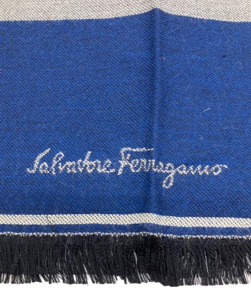 Salvatore Ferragamo（サルヴァトーレ フェラガモ）Salvatore Ferragamo (サルヴァトーレ フェラガモ) マフラー ブルー×グレーの古着・服飾アイテム