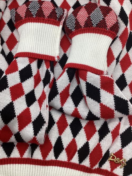 DOLCE & GABBANA（ドルチェ＆ガッバーナ）DOLCE & GABBANA (ドルチェ＆ガッバーナ) ニット・セーター レッド×ブラック サイズ:SIZE 32/46の古着・服飾アイテム