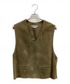 EMPORIO ARMANIエンポリオアルマーニ）の古着「レザーベスト」｜オリーブ