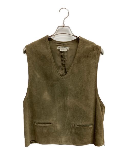 EMPORIO ARMANI（エンポリオアルマーニ）EMPORIO ARMANI (エンポリオアルマーニ) レザーベスト オリーブ サイズ:不明の古着・服飾アイテム