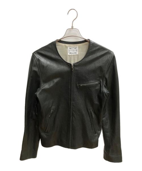 VICTIM（ヴィクティム）VICTIM (ヴィクティム) レザーノーカラーライダースジャケット ブラック サイズ:SIZE XLの古着・服飾アイテム