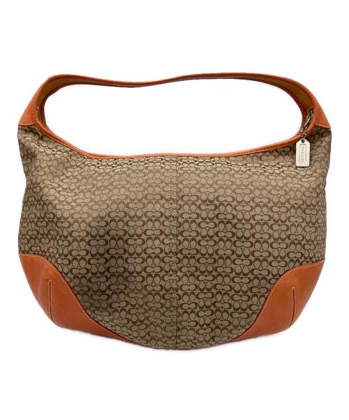 COACH（コーチ）COACH (コーチ) ミニシグネチャー　ハンドバッグ オレンジの古着・服飾アイテム