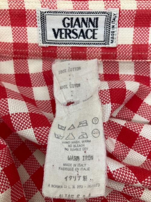 GIANNI VERSACE（ジャンニ・ヴェルサーチ）GIANNI VERSACE (ジャンニ・ヴェルサーチ) チェックシャツ レッド×ホワイト サイズ:SIZE 46の古着・服飾アイテム