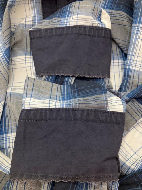 TAKAHIROMIYASHITA TheSoloIst.（タカヒロミヤシタ ザソロイスト）TAKAHIROMIYASHITA TheSoloIst. (タカヒロミヤシタ ザソロイスト) スキッパーシャツ ブルー×ホワイト サイズ:SIZE 48の古着・服飾アイテム